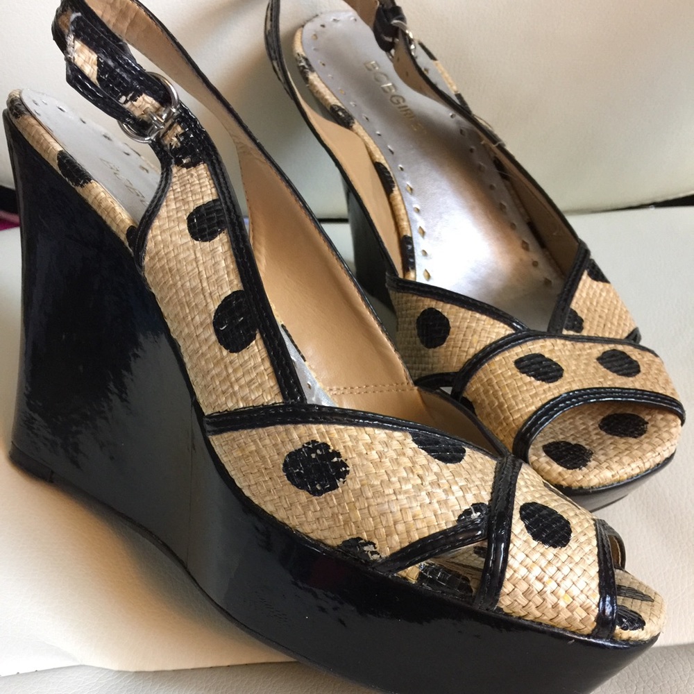 BCBGirls polka dot wedges Sz 9